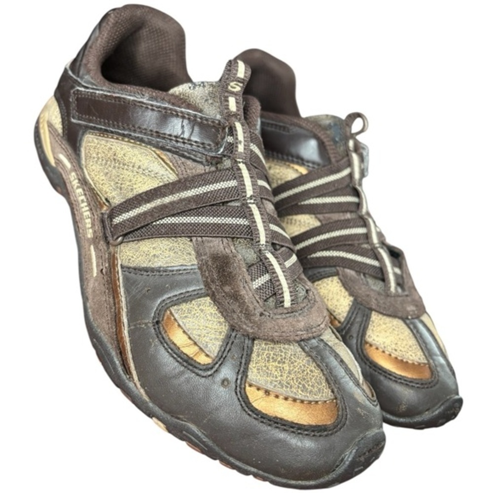 Skechers Intuition Brown and Tan Casual Shoes, Women’s 7.5